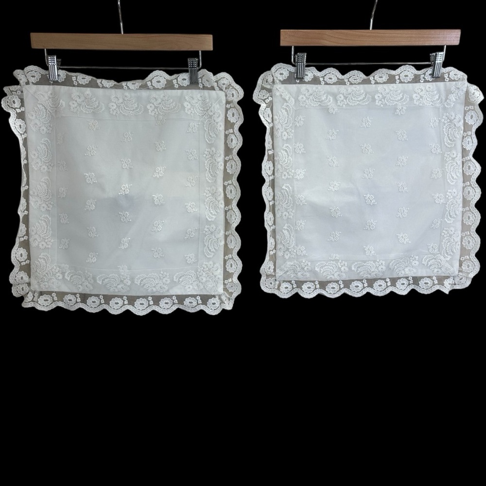 2 Chaps Chandler Paisley Tulle Lace 16 X 16 Throw Pillow Covers Only - Pair READ